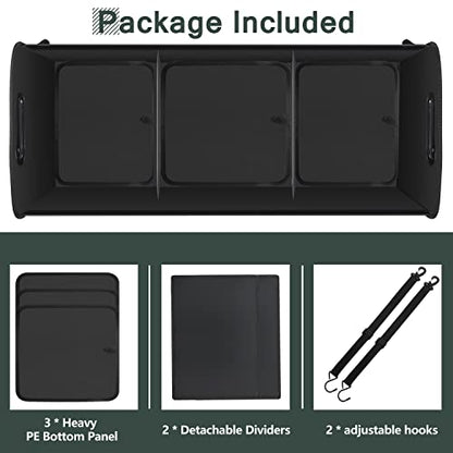 Trunk Organizer - 95L Extra Large Capacity SUV Cargo Storage, Collapsible Waterproof Design with Non-Slip Bottom & Retractable Straps, Car Organizers for SUV, Truck, Sedan