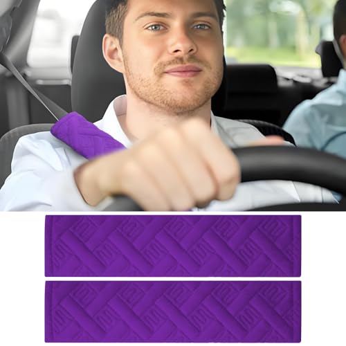 2PCS Car Seat Belt Cover Pad，Seatbelt Cushion，Car Accessories Interior, More Comfortable to Drive (Purple) - color: Purple