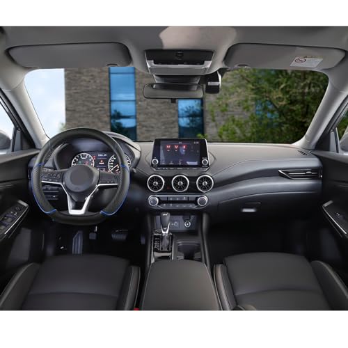 GIANT PANDA D Shape Steering Wheel Cover for Nissan Rogue Kicks - Auto Car Steering Wheel Cover Customized for Nissan Altima Sentra(Black+Blue Line-D-Shaped) - color: Black+Blue Line