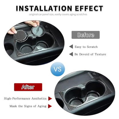 Car Front Seat Central Armrest Cup Holder Panel Sticker Trim for Toyota Tundra 2007-2013 Soft Carbon Fiber Centre Console Cup Holder Automotive Interior Decorative Cover - size: Centre Console Cup Holder Panel Trim Sticker