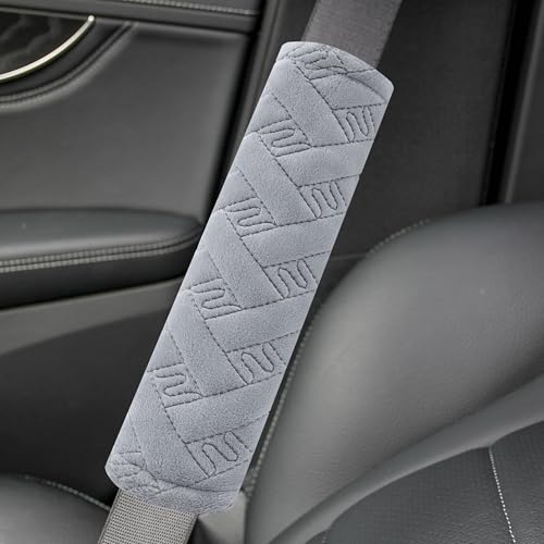 2-Pack Soft Seat Belt Covers Universal Car Shoulder Pad Cushions with Braid Pattern for Comfortable Driving & Bag Strap Protection Light Grey - color: Light Grey