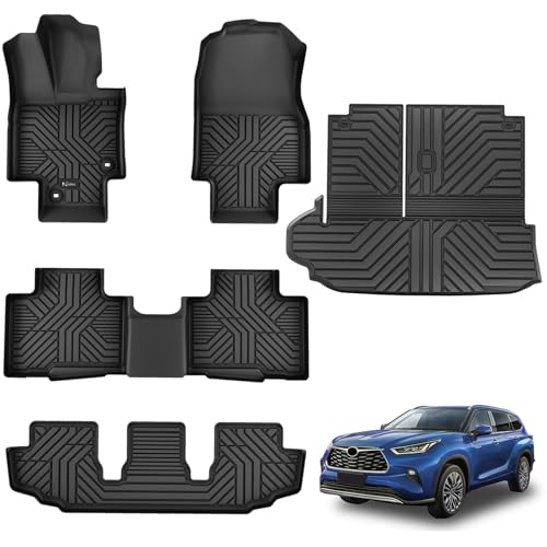 KARPAL Floor Mats Fit for Toyota Highlander 2020-2026 7-Seater (NOT Fit Grand Highlander), Custom Fit All Weather TPE Floor Liners, 1st & 2nd Row & Cargo & Backseat Mat, Highlander Accessories - style: 2020-2026 | For Toyota Highlander | 1st & 2nd Row & C
