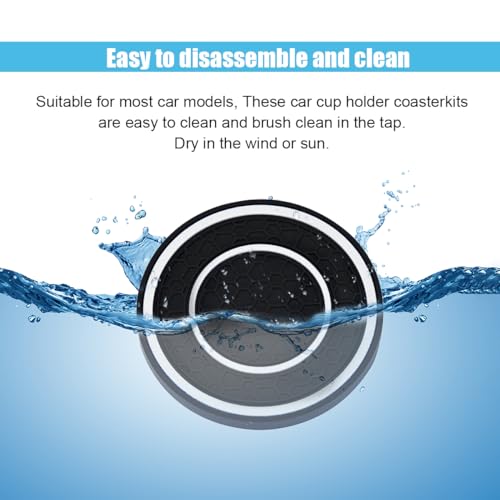2PCS Car Cup Holder Coasters, 2.75 Inch Auto Non-Slip Anti Dust Cup Mats, Console Cup Holder Insert Coaster Auto Insulated Mats, Universal Interior Accessories for Most Cars (White) - color: White