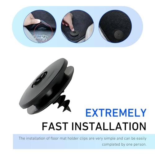10 PCS Car Floor Mat Retaining Clips, Non-slip Fixing Carpet Buckle with Double-layer Gaskets, Waterproof Self-tapping Fastener, Universal Interior Clamp for Cars Trucks SUVs (Black)