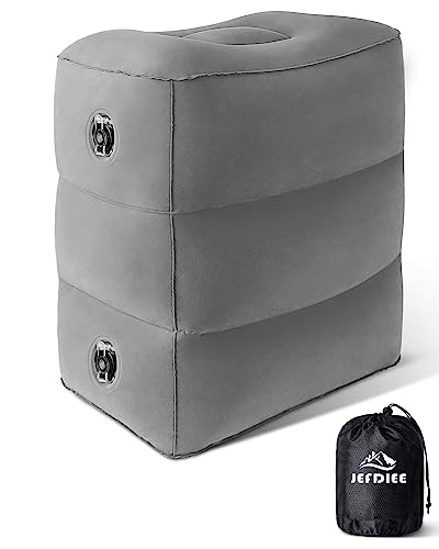 Inflatable Foot Rest Pillow, Kids Airplane Bed, Adjustable 3 Layers Height Leg Rest Pillow, Airplane Travel Essentials Great for Office, Home, Trains, Cars - color: Grey, size: 1 Pack(Regular_Premium)