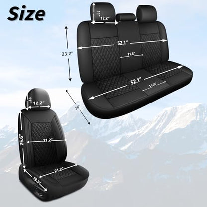 HChengkikz Car Seat Cover, Breathable and Waterproof Leather Seat Covers, Luxury PU Universal Fit Automotive Airbag Compatible for Cars Sedans SUV and Trucks (2 Pieces, Front Seat, Black) - color: N1 Black, size: Front Seat