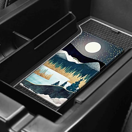 Leather Car Registration and Insurance Card Holder, Cute Car Accessories Vehicle Glove Box Car Organizer for Documents, Cards, License Beautiful Night Forest Mountain - color: Beautiful Night Forest Mountain
