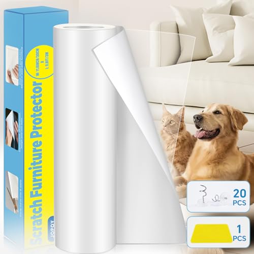 Cat Scratch Furniture Protector: Cat Anti Scratch Tape - Door Protector from Dog Scratching - Clear Training Self Adhesive Tape for Carpet, Sofa, Couch, Door(Transparent, 17.72" x 9.8FT) - size: 17.72" x 9.8FT
