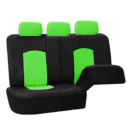 FH Group Highest Grade Faux Leather Split Bench Seat Cover, Rear Set – Universal Fit for Cars Trucks & SUVs (Green/Black) PU008013 - color: Green, size: Rear Set