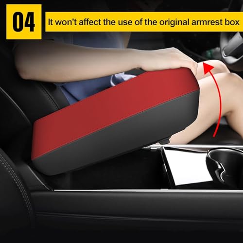 AOMSAZTO Armrest Covers for 2012-2015 Honda Civic Black with Red Leather - color: red