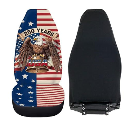 Car Front Seat Covers Breathable Elastic 250 Years USA Bald Eagle Car Seat Covers Protector Set of 2 Removable Automotive Accessories Universal for Truck SUV Sedan - color: 250 Years USA Bald Eagle