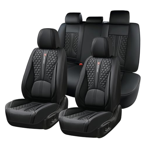 Car Seat Cover Set, Black Car Seat Cover, Waterproof Leather, Full Set, Protects and Enhances Car Interior, Airbag Compatible, Easy Installation and Cleaning - color: A_Black