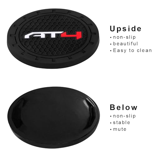 Car Cup Holder Coaster for GMC AT4,Series Recessed Silicone Cupholder Coaster Interior Accessories 2.75in 2Pieces Black - color: Black-a10