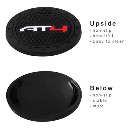 Car Cup Holder Coaster for GMC AT4,Series Recessed Silicone Cupholder Coaster Interior Accessories 2.75in 2Pieces Black - color: Black-a10