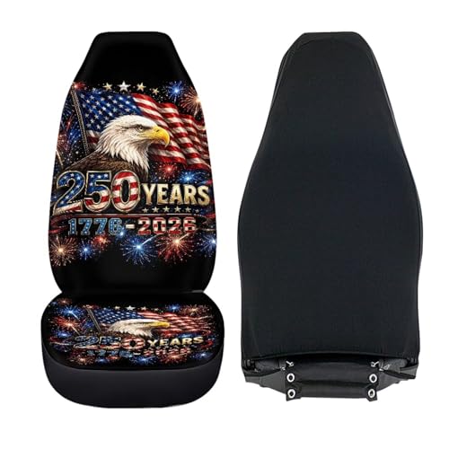 American 250th Anniversary Patriotic Car Seat Covers Front Seats Only Eagle Patriotic Automotive Vehicle Seat Covers Cars Interior for Cars, Sedans, Trucks, SUV - color: Eagle Usa Flag 250th