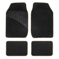 FH Group Color-Trimmed Non-Slip Carpet Car Floor Mats with Rubber Heel Pad – Universal Fit for Sedan, SUV & Truck – Full Set Beige/Black - color: BEIGE