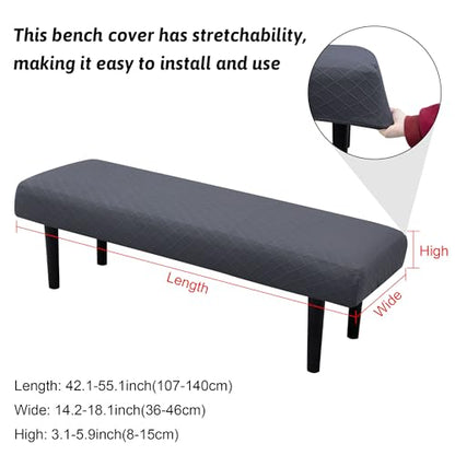 Stretch Bench Covers, Bench Seat Covers, Bench Cushions Covers, Printed Bench Seat Protector, Washable Bench Slipcover, Rectangle Bench Covers for Dining Room, Living Room, Kitchen (Argyle Metal Ash) - color: Argyle Metal Ash