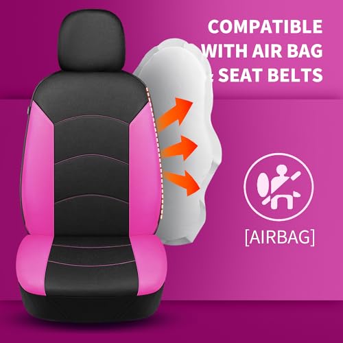 HChengkikz Car Seat Covers Front Seat, Waterproof Neoprene Car Seat Covers, Airbag Compatible, All Season Protection Universal Fit Most Cars, Trucks, SUVs (Black + Pink) - color: Black Pink, size: Two Front