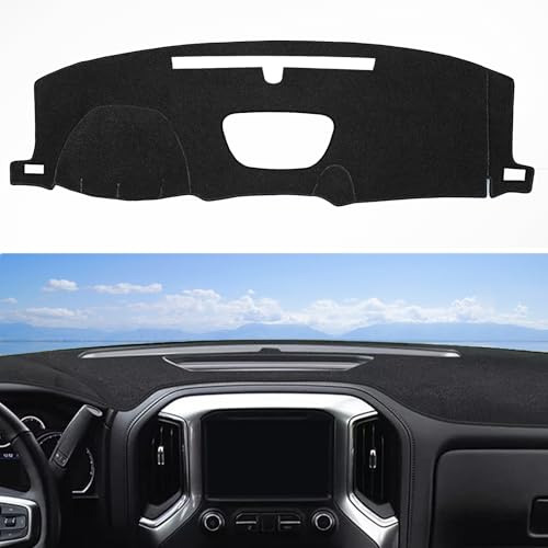 SKYLOTEC Dash Cover Mat Fit for 2019-2022 2023 2024 2025 Chevy Chevrolet Silverado 1500 2500HD 3500HD, 2019-2023 GMC Sierra 1500 2500HD 3500HD w/o Head Up Display No Speaker Cutout Dash Pad Protector - size: 2019-2025 Silverado/Sierra without HUD