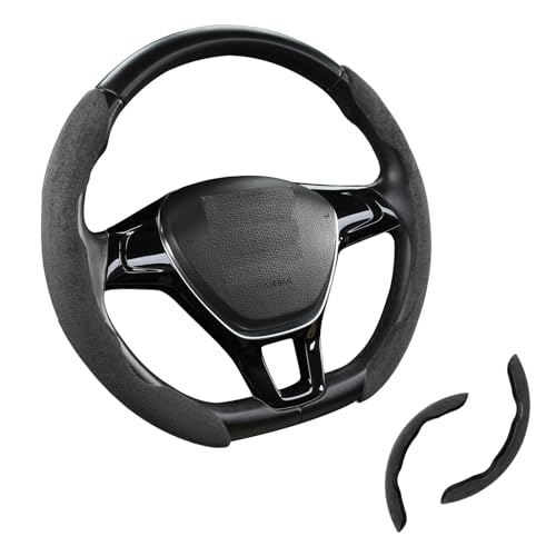 Premium Suede Car Steering Wheel Cover, Non-Slip Segmented, Suitable for Car, SUV, Truck, O/D Shape, 14.5-16inches Steering Wheel Protector,Universal Auto Accessories (Grey, 2pcs) - color: gray, size: 2pcs