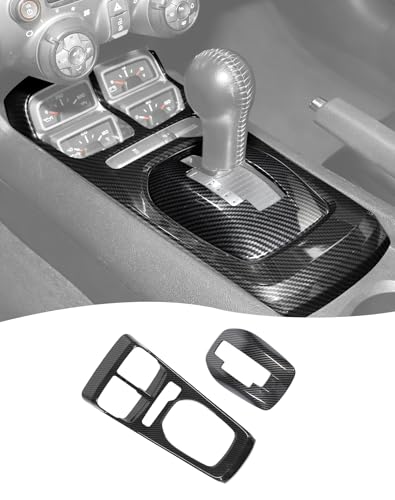 Hoolcar 2PCS Center Console Gear Shift Panel Cover Trim Kit Interior Accessories for Chevy Camaro 2010-2015, Carbon Fiber - color: Carbon Fiber