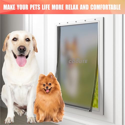 2 Pack Dog Door Replacement Flap with Magnetic Closure, Compatible with PetSafe Freedom Dog and Cat Door PAC11-11039 Large 10 1/4" w x 17" h with 10PCS Screws - size: Large
