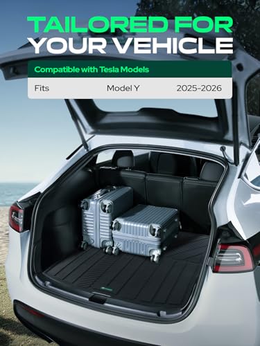 YHTAUTO Cargo Liners Compatible with Tesla Model Y Juniper 2025 2026, TPE Floor Liners All Weather Custom Fit, Frunk Mat & Cargo Trunk Mat & Lower Storage Mat, Set of 3, Black - style: 3 PCS Trunk Mat