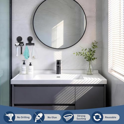 No-Drill Suction Cup Razor and Shaver Holder, Stainless Steel Shower Hook for Towel & Loofah, Damage-Free Reusable Bathroom Wall Organizer 2 Pack Matte Black - color: Matte Black