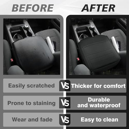 Center Console Armrest Cover Fit for Dodge Ram1500/2500/3500 2013-2018 Accessories, Comfort Armrest Pad Console Lid Cushion Vegan Leather 1-Inch Extra Thick(Bucket Seat ONLY) - size: 3) 13-18 |Ram1500/2500/3500| Bucket Seat, +Thick