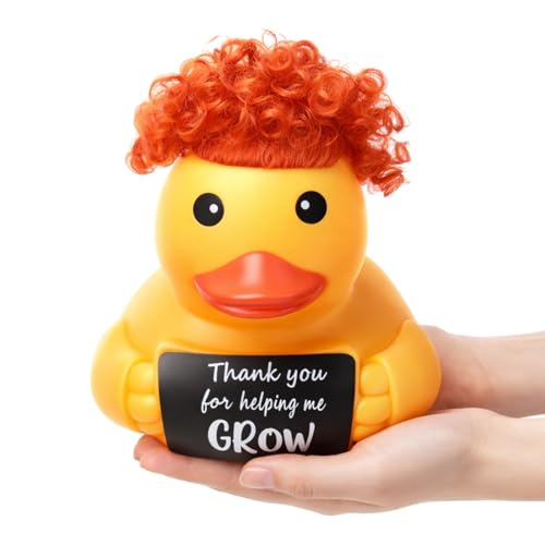 Civaner 7 Inch Emotional Giant Rubber Duck with Positive Message Thank You Gifts Motivational Rubber Duck Gift for Desk, Office, Home Decor Graduation(Teachers Gifts) - style: Thank You for Help Me Gow