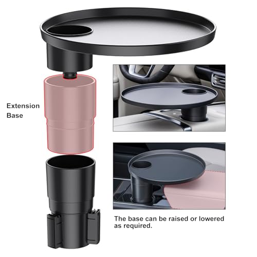 Car Tray 360° Rotating Cup Holder Table Organizer for Car Center Console Car Accessories Compatible with Most Vehicle - color: Black