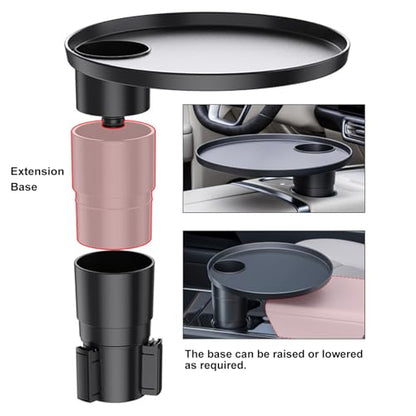 Car Tray 360° Rotating Cup Holder Table Organizer for Car Center Console Car Accessories Compatible with Most Vehicle - color: Black