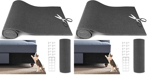 Cat Scratch Furniture Protector, 39.4"x15.8" Self Adhesive Cat Scratch Mat Pad,Cut to Fit DIY Replacement Carpet for Tree,Wall,Bed,Door, Couch Protector (Dark Grey) (Pack of 2) - color: Dark Grey, size: 15.8"W x 39.4"L (Pack of 2)