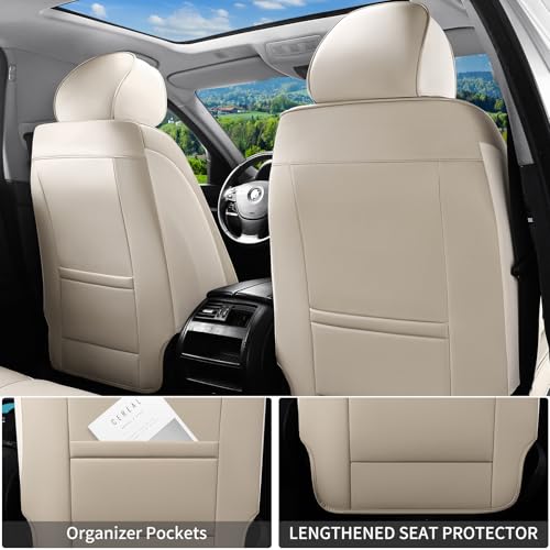 Car Seat Covers Full Set Fit for WRX 2015-2026, Automotive Luxury Faux Leather Seat Covers 5 Seats, Breathable Anti-Slip Seat Protectors with Lumbar Support (Beige,Full Set) - color: Beige, size: Fit for WRX
