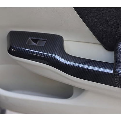 for Honda Civic 2012 2013 2014 2015 Carbon Fiber Style ABS Door Window Lift Buttons Cover Trim, Brake Handle Handbrake Cover, Air Condition Panel Cover Trim (Door Window Lift Panel Trim) - style: Door Window Lift Panel trim