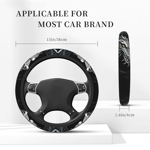 Cool Dragon Steering Wheel Cover, Non-Slip Breathable Neoprene Steering Wheel Covers, Car Accessories for Men, Universal 15 Inch Fit Auto, Suvs, Truck - color: Dragon