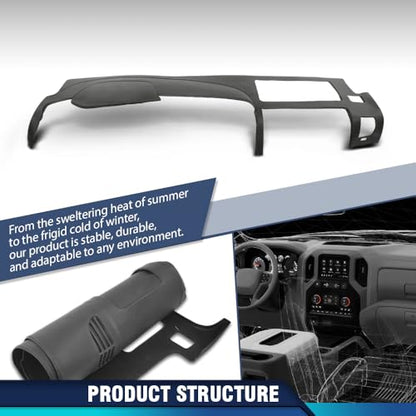 PIT66 TPE Dash Cover Dashboard Bezel Fit Chevy Silverado (LS, LT, or Work Truck ONLY)/ GMC Sierra 2007-2013 (SL, SLE, or Work Truck ONLY),Fit Dual Glovebox Style Dashes Only Gray - size: 2007-2013 Silverado/Sierra(Gray)