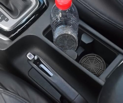 4 Pack Car Cup Holder Coasters, Cute and Creativity Cup Holder Insert Coaster Car Interior Accessories-2.75 inch Silicone Anti Slip Spider Web Car Coaster-Universal - color: Black2