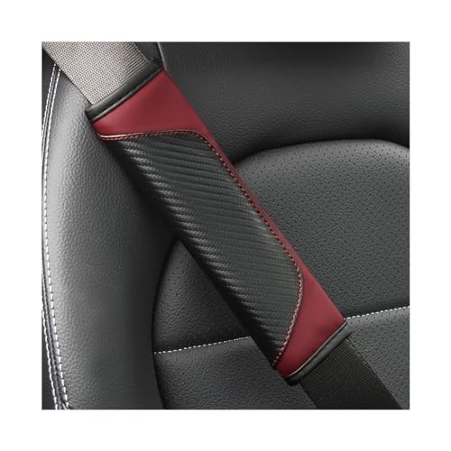 2PCS Car Seat Belt Cover, Carbon Fiber Seatbelt Shoulder Protection, Soft Car Seat Belt Strap Cushion Protect Your Neck and Shoulder, Car Accessories Seat Belt Pad for Car Truck (Wine Red) - color: Wine Red