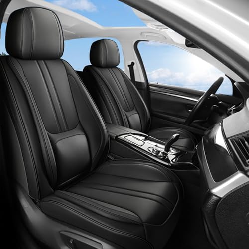 Car Seat Covers Full Set Fit for Hyundai Kona /Kona Electric 2018-2026, Luxury Faux Leather Seat Covers, Seat Covers 5 Seats, Breathable Anti-Slip Seat Protectors with Lumbar Support(Black,Full Set) - color: Black, size: Fit for Kona