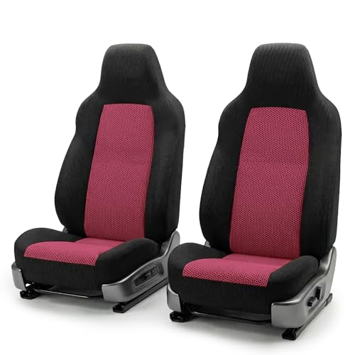 FH Group Automotive Front Car Seat Covers for SUV, Trucks, Sedan and More - Universal Fit Front High Back Design Interior Accessories - 3D Mesh Fabric Center Panel - Burgundy - color: Burgundy, size: Front Set