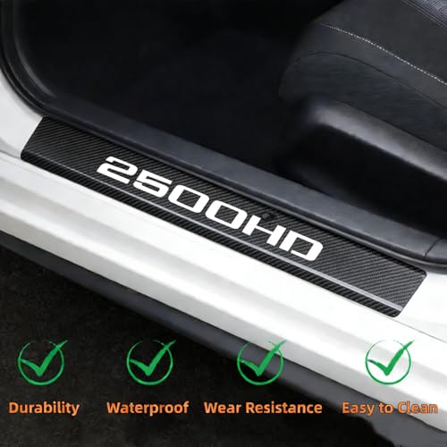 4Pcs Car Door Sill Protector Door Sill Scuff Plate Stickers Compatible with Sierra 2500HD (White) - color: 2500HD (White)