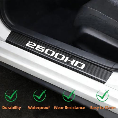 4Pcs Car Door Sill Protector Door Sill Scuff Plate Stickers Compatible with Sierra 2500HD (White) - color: 2500HD (White)