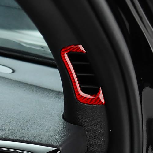 A Pillar Air Vent Decals for 2011-2020 Dodge Durango / 2011-2021 Jeep Grand Cherokee WK2 Accessories Carbon Fiber Interior Stickers, Red - color: A Pillar Air Vent