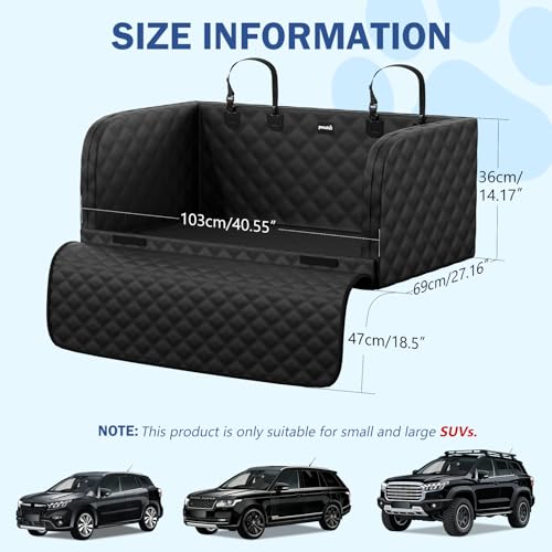Pecute SUV Cargo Liner for Dogs, Water Resistan Pet Trunk Cover with Soft Cushion, Non-Slip Dog Back Seat Mat for SUVs Sedans with Bumper Flap Protector, Padded, Black - size: XL