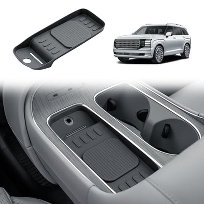 BIBIBO for 2026 Palisade Silicone Charging Mats 2026 Hyundai Palisade (SE, SEL, SEL Convenience, SEL Premium, XRT Pro, Limited, Calligraphy) Center Console Insert Wireless Charging Mats - color: Black-Charging Mat