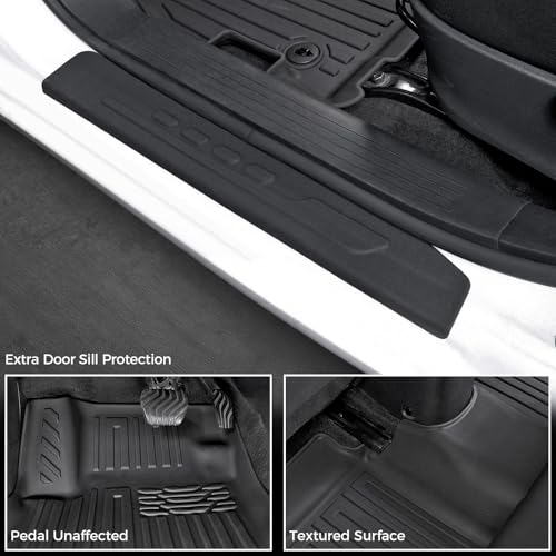 Floor Mats for Nissan Versa 2020-2025, All Weather Floor Mats Trunk Cargo Liner and Door Sill Guards Accessories, Full Coverage Set - size: For Nissan Versa | 2020-2025