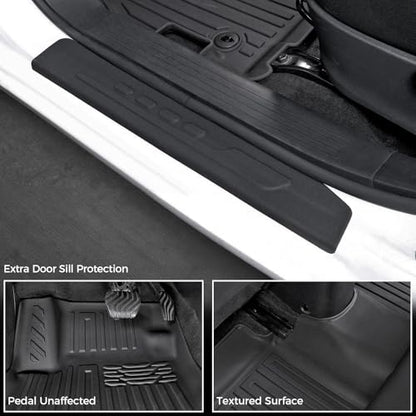 Floor Mats for Nissan Versa 2020-2025, All Weather Floor Mats Trunk Cargo Liner and Door Sill Guards Accessories, Full Coverage Set - size: For Nissan Versa | 2020-2025