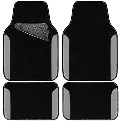 CAR PASS Rainbow Waterproof Universal Fit Faux Leather Car Carpet- Anti-Slip Nibbed Backing Floor Mats for SUV, Vans, Sedans, Trucks, Automotive Set of 4 (Black with Gray) - color: Gray