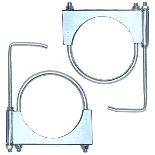 5" Heavy Duty Exhaust Clamp With Hanger, Exhaust Pipe Hanger Muffler Hanger Universal for 5 Inch Exhaust Pipes (2 Pcs) - size: 5 Inch-2 PACK